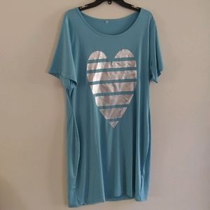Aqua tunic dress night shirt 1X - 2X knee length